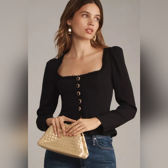 Reformation Tops - Reformation Black Button Front Long Sleeve Top Size 10